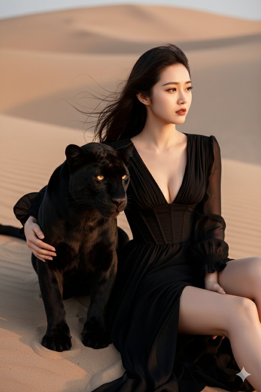 黑豹与女子沙丘肖像