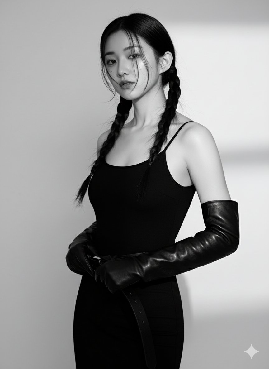 自信女性黑白肖像