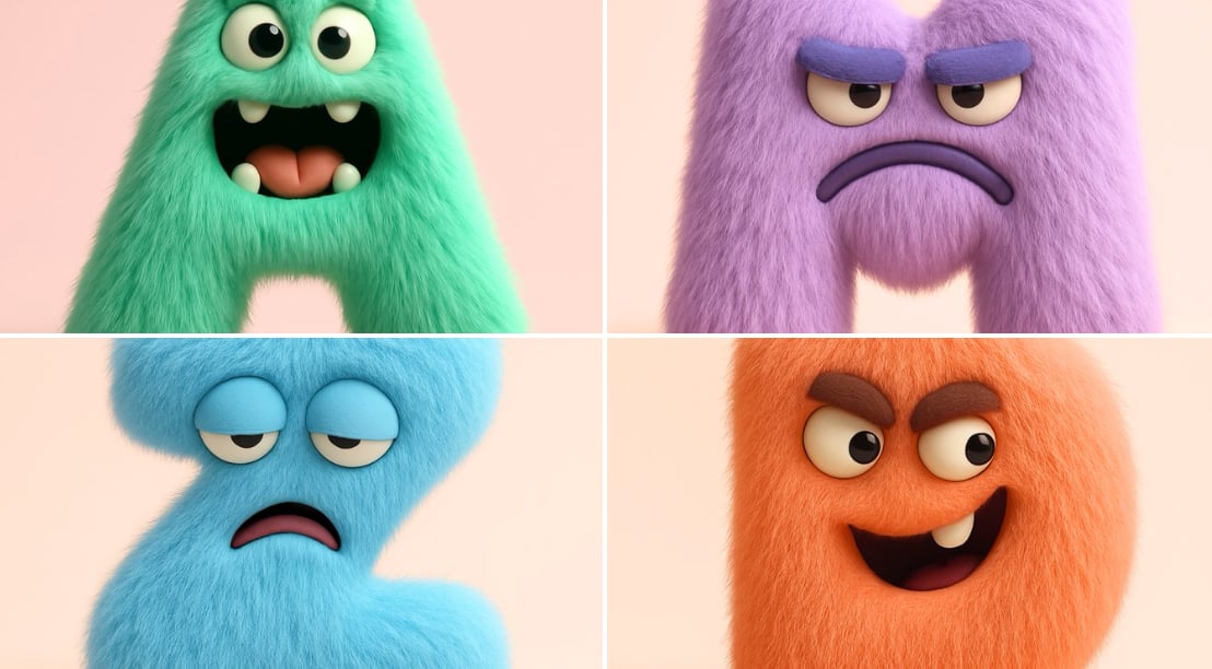 有趣的毛茸茸字母