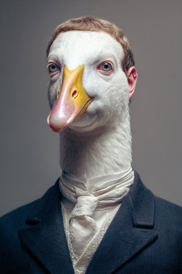 人物作为动物的高度详细肖像